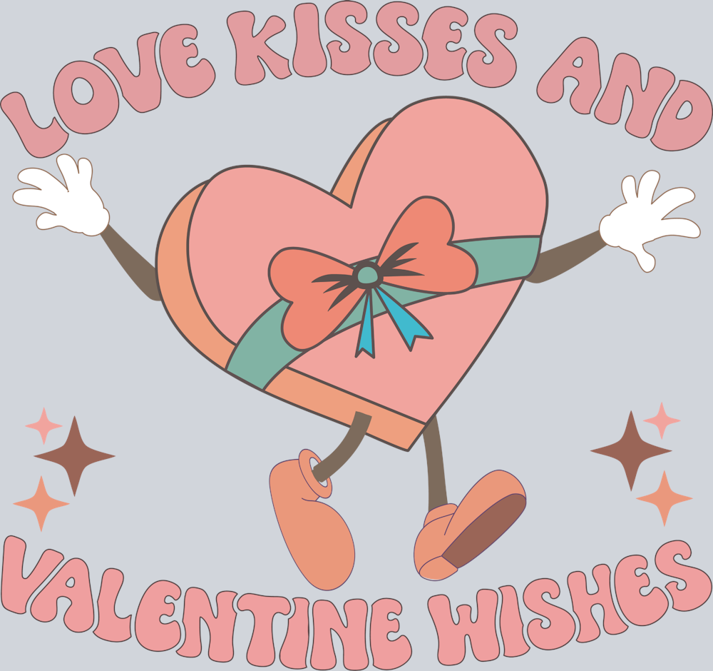Retro Love Kisses Valentine - STK05209 (DTF Transfers)