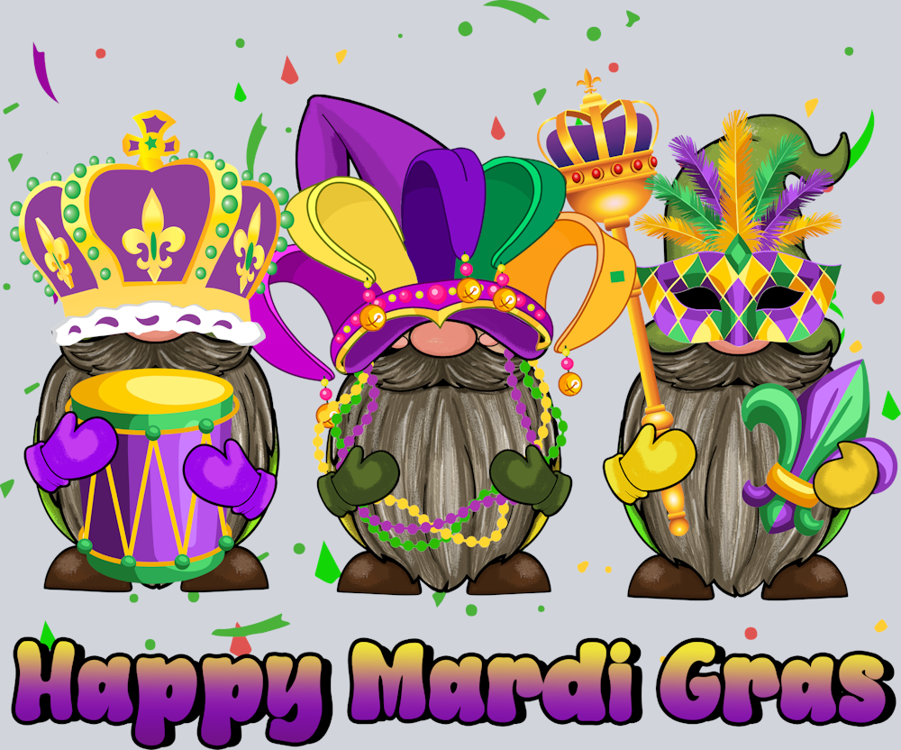 Gnomes Mardi Gras - STK02351 (DTF Transfers)