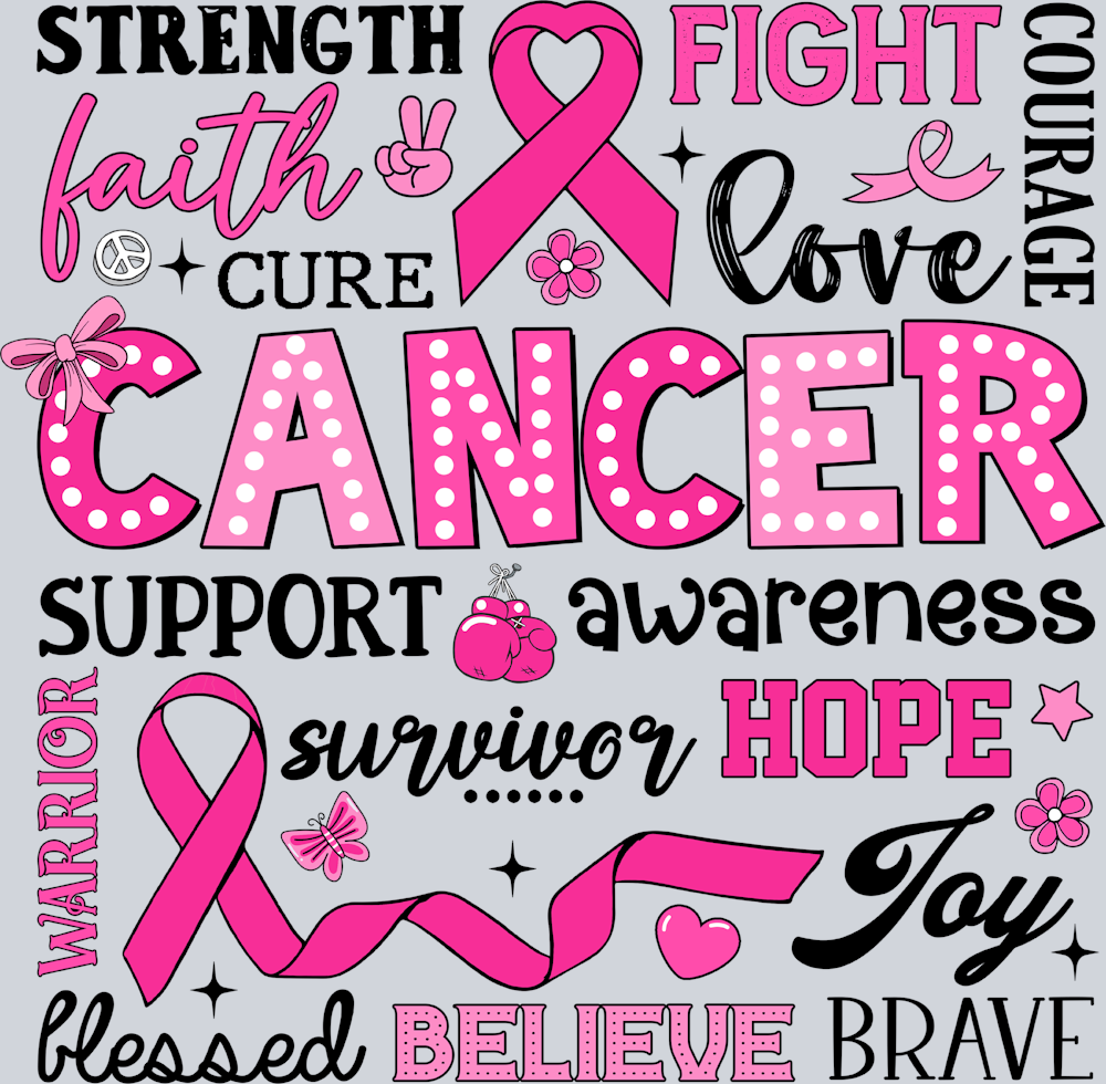 Breast Cancer Typography - STK01157 (DTF Transfers)