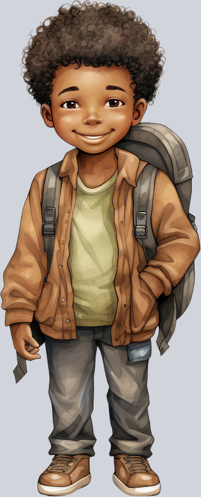 Cute Black Boy Back To School 5 - STK01525 (DTF Transfers)