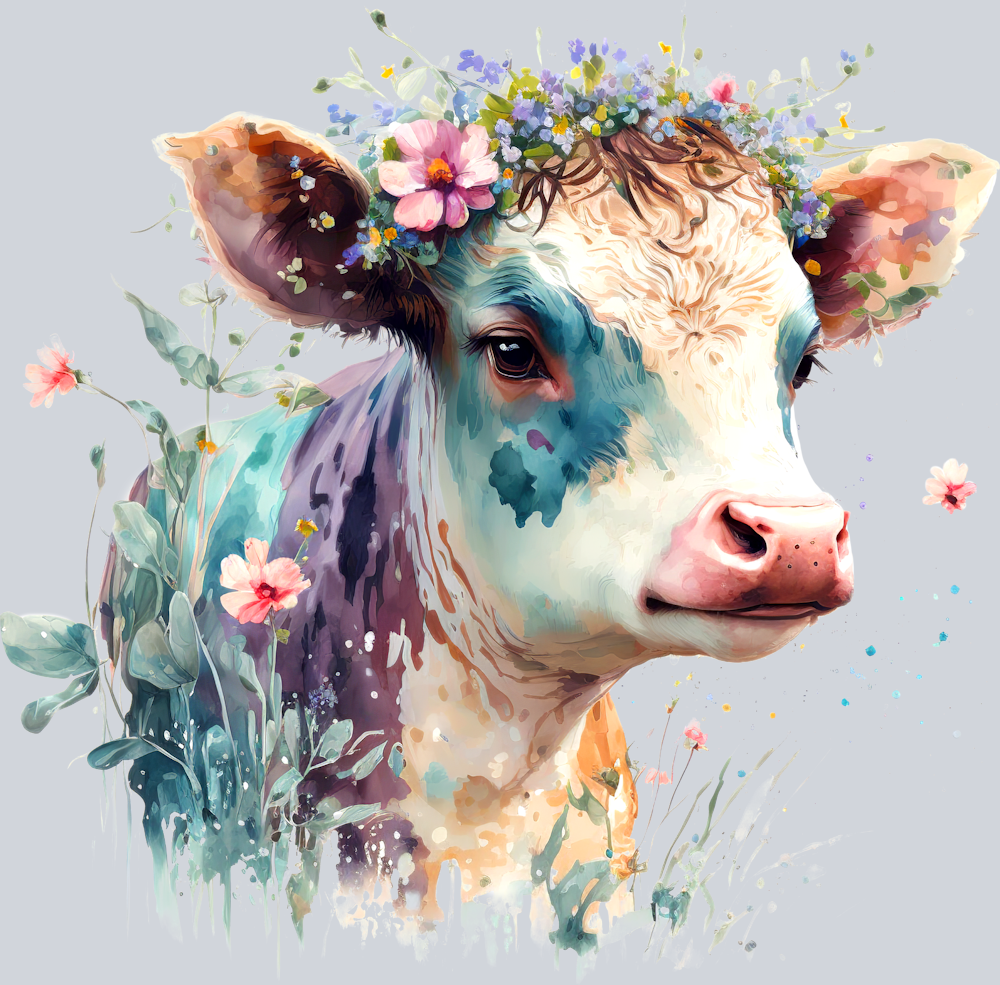 Flower Cow 1 - STK06725 (DTF Transfers)