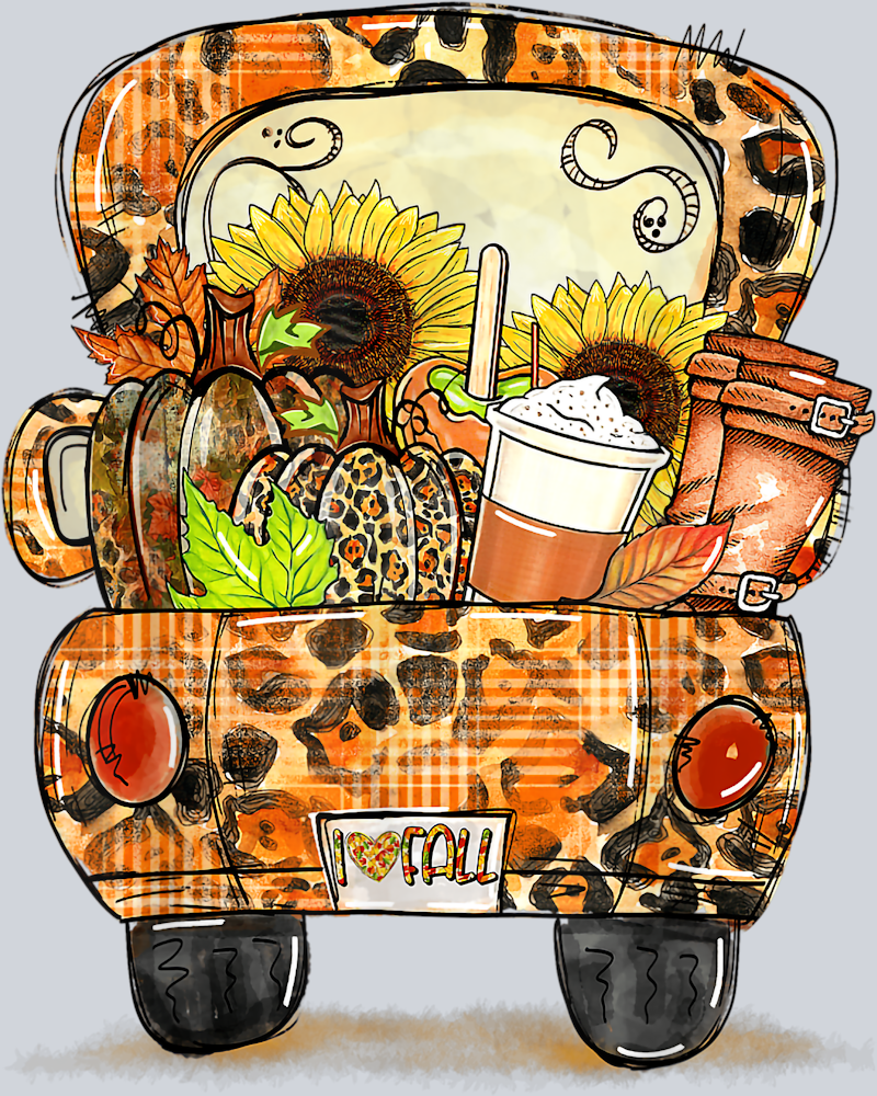 I Love Fall Autumn Truck - STK02960 (DTF Transfers)
