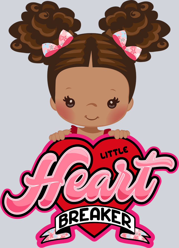 Little Heart Breaker Brown Pigtails - STK03624 (DTF Transfers)