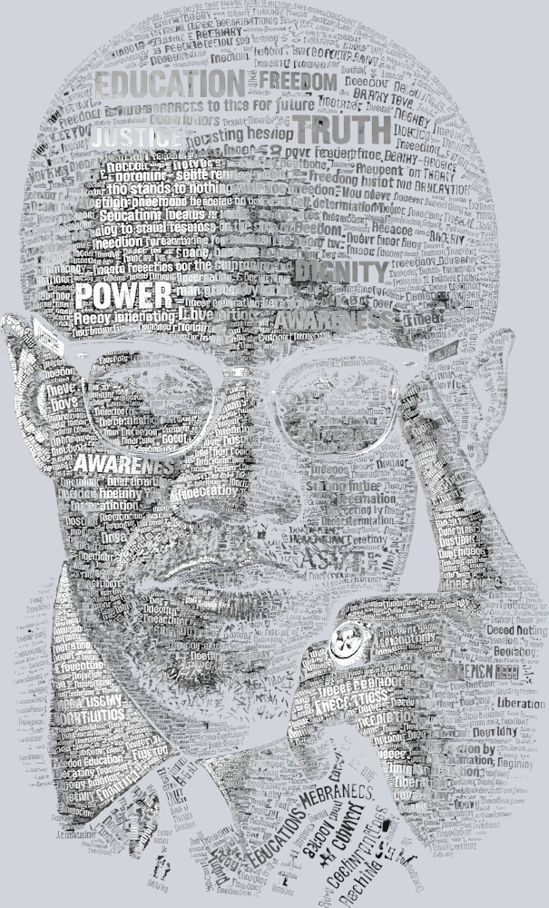 Malcolm X Calligram (for use on black shirts only) - STK07613 (DTF Transfers)