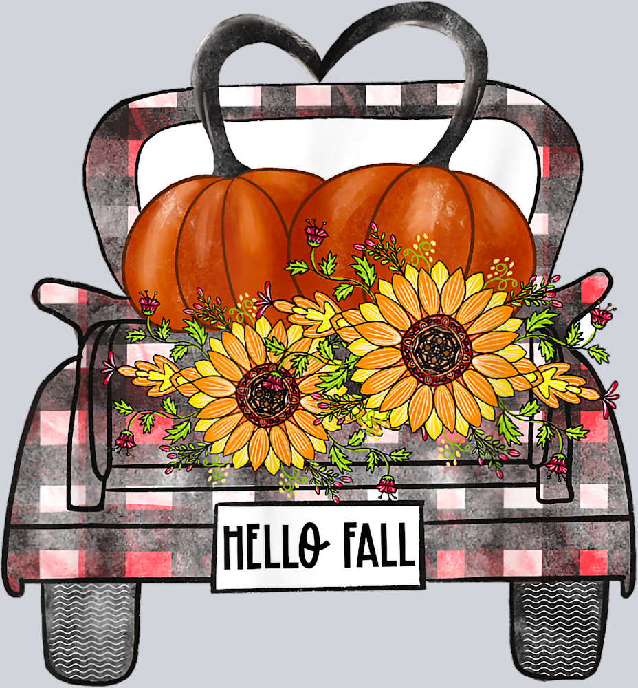 Hello Fall Truck Plaid - STK02691 (DTF Transfers)