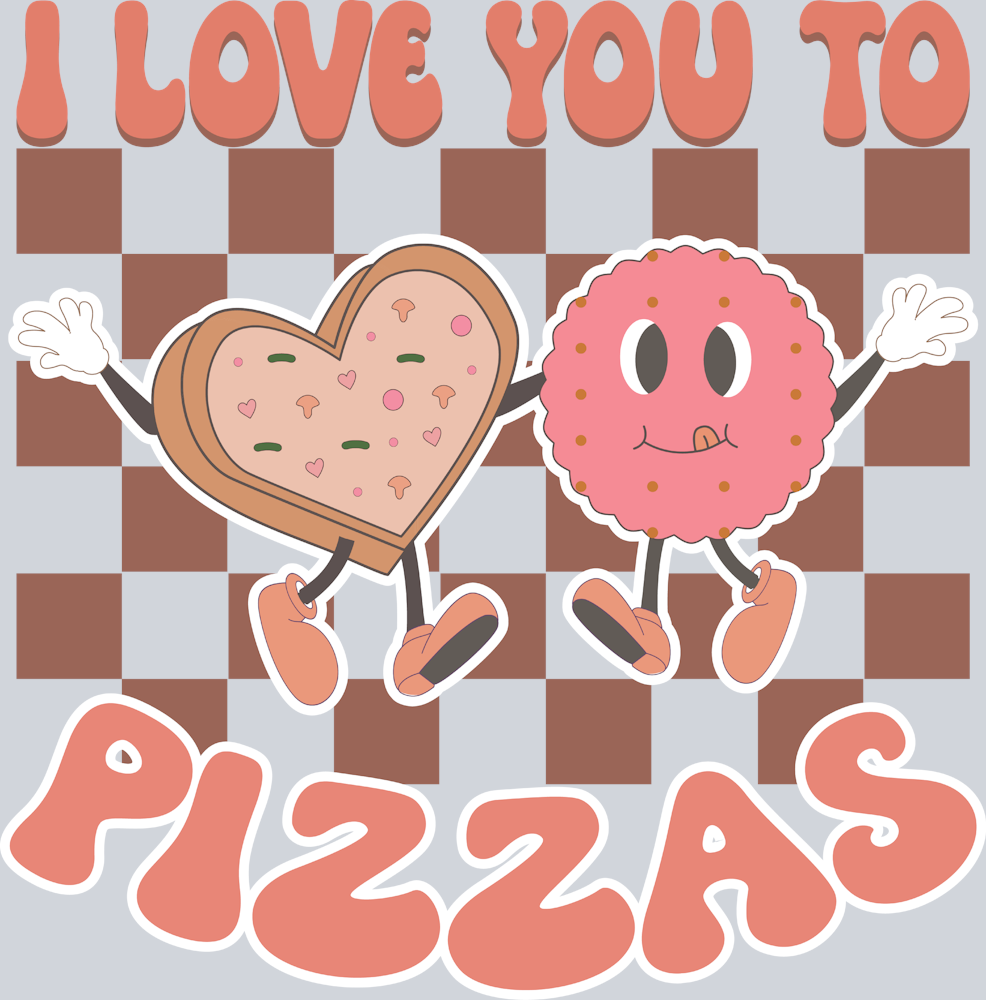 Retro Love You To Pizzas - STK05212 (DTF Transfers)