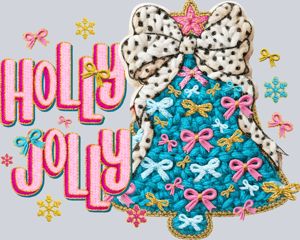 Faux Yarn Holly Jolly Christmas - STK07498 (DTF Transfers)