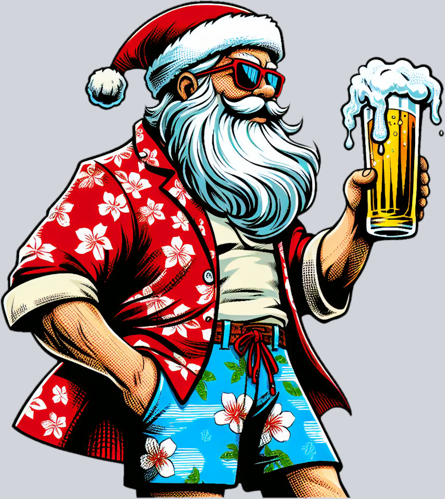 Santa Holding A Beer - STK05299 (DTF Transfers)