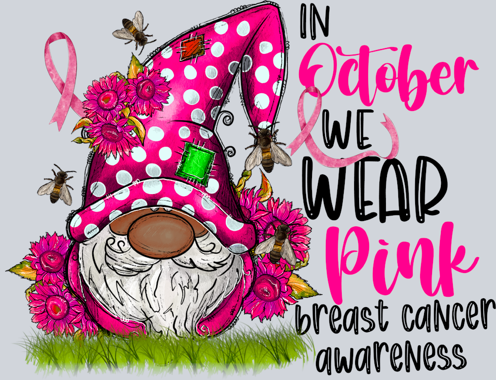 In October We Wear Pink Gnome 1 - STK03197 (DTF Transfers)