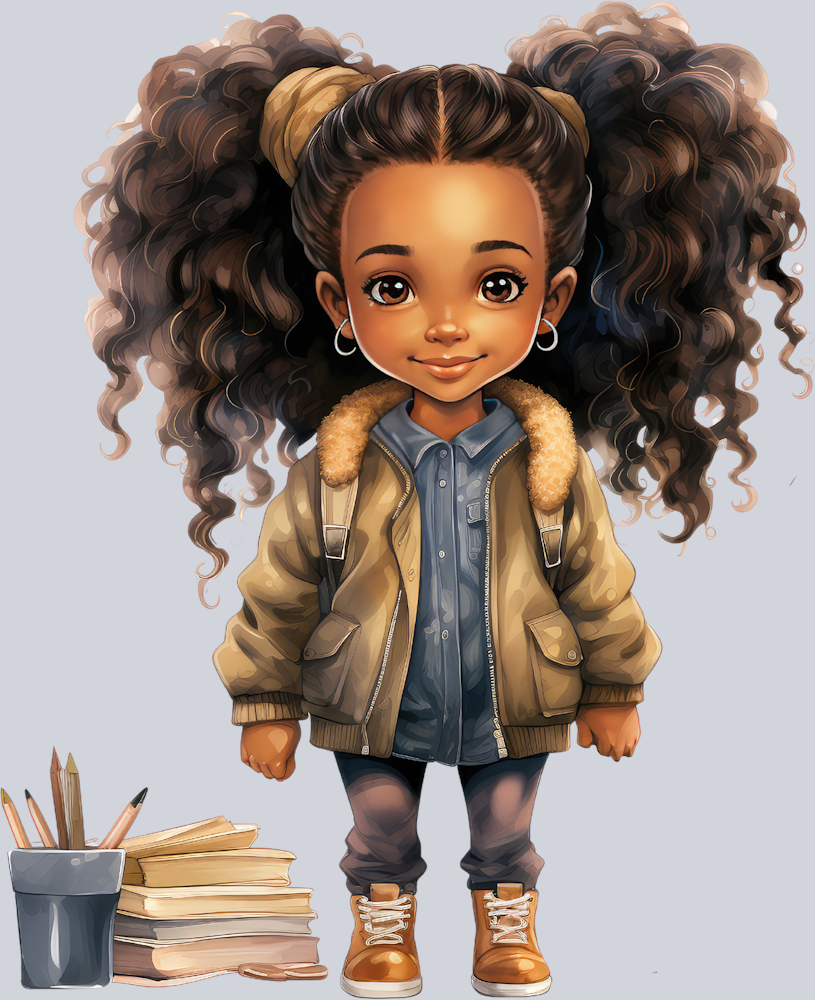 Cute Black Girl Back To School 14 - STK01549 (DTF Transfers)