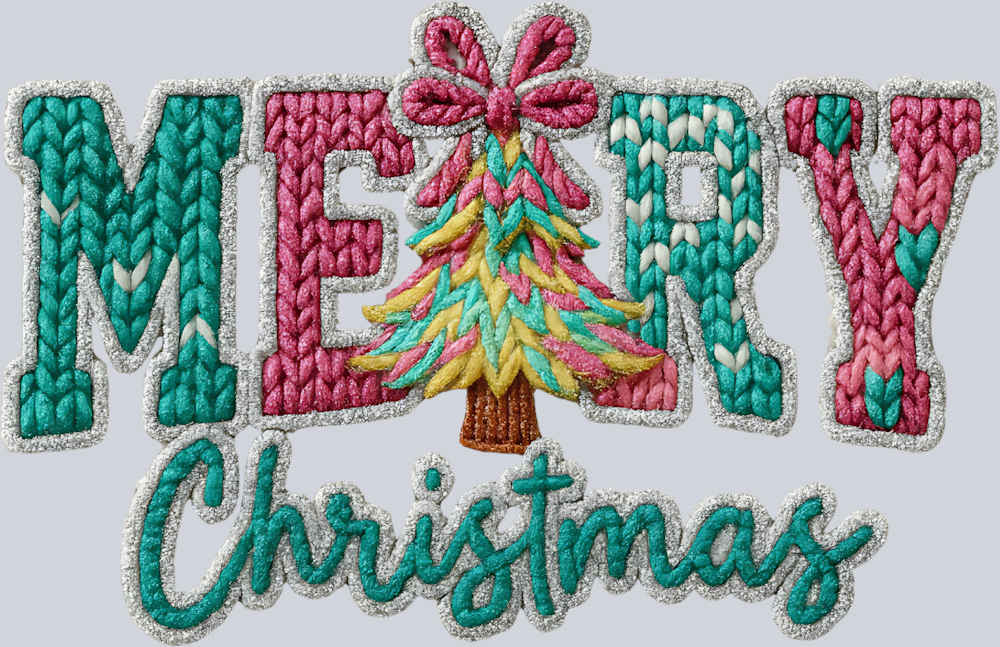 Faux Yarn Merry Christmas 3 - STK07502 (DTF Transfers)