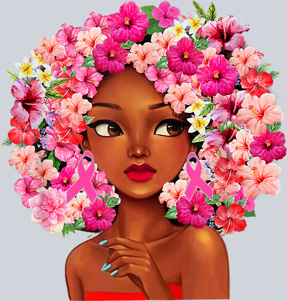 Breast Cancer Awareness Flower Afro 2 - STK01133 (DTF Transfers)