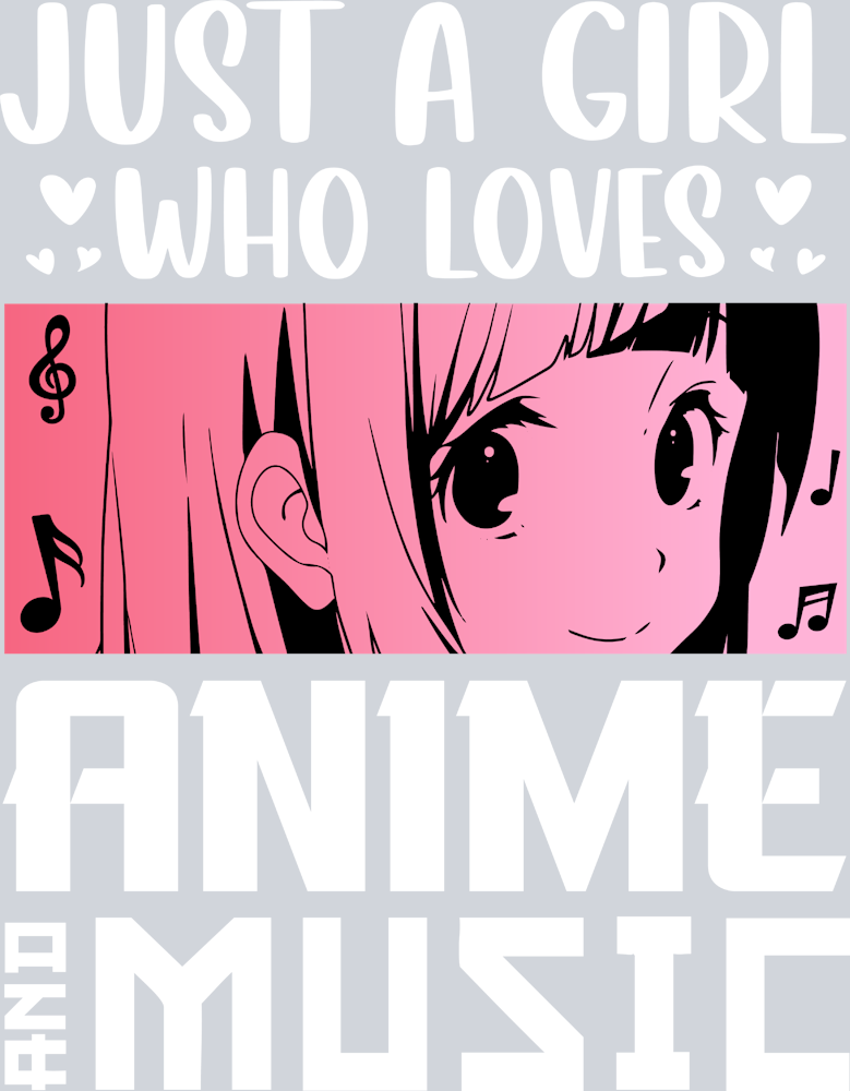 Girl Who Loves Anime Music White - STK02257 (DTF Transfers)