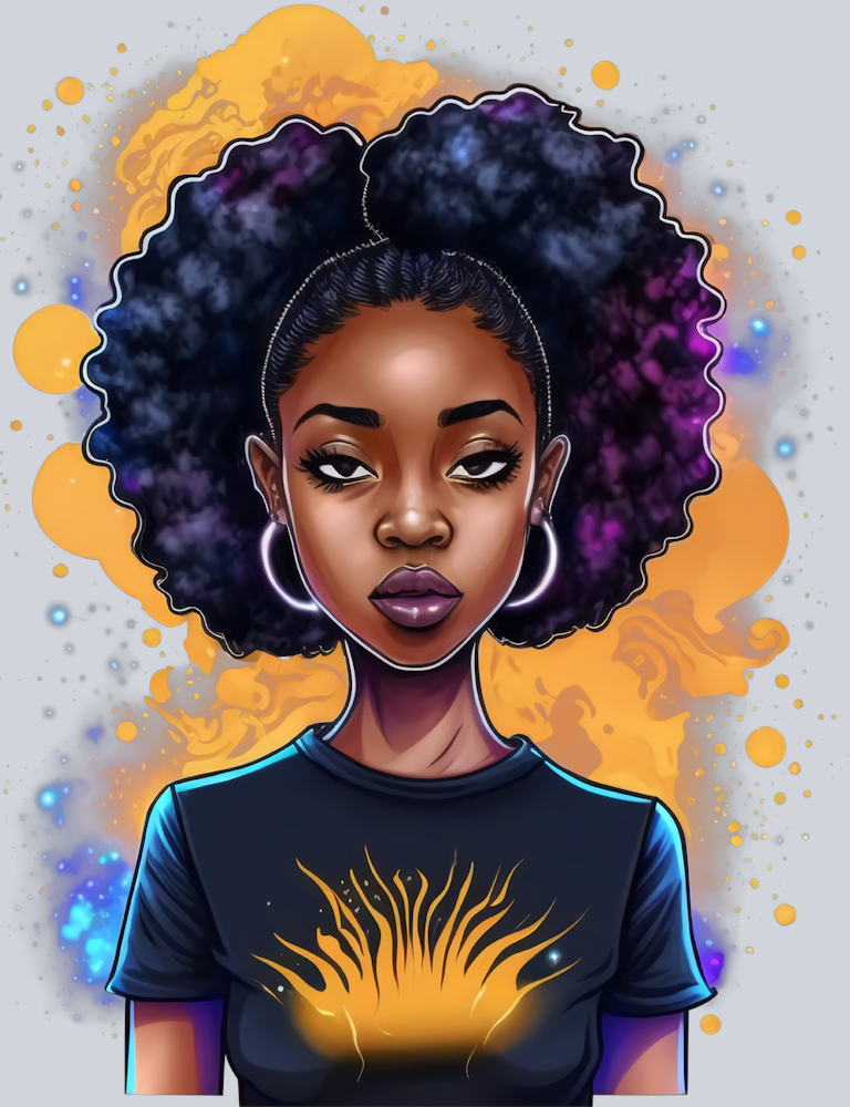 Black Woman Color Explosion - STK00971 (DTF Transfers)
