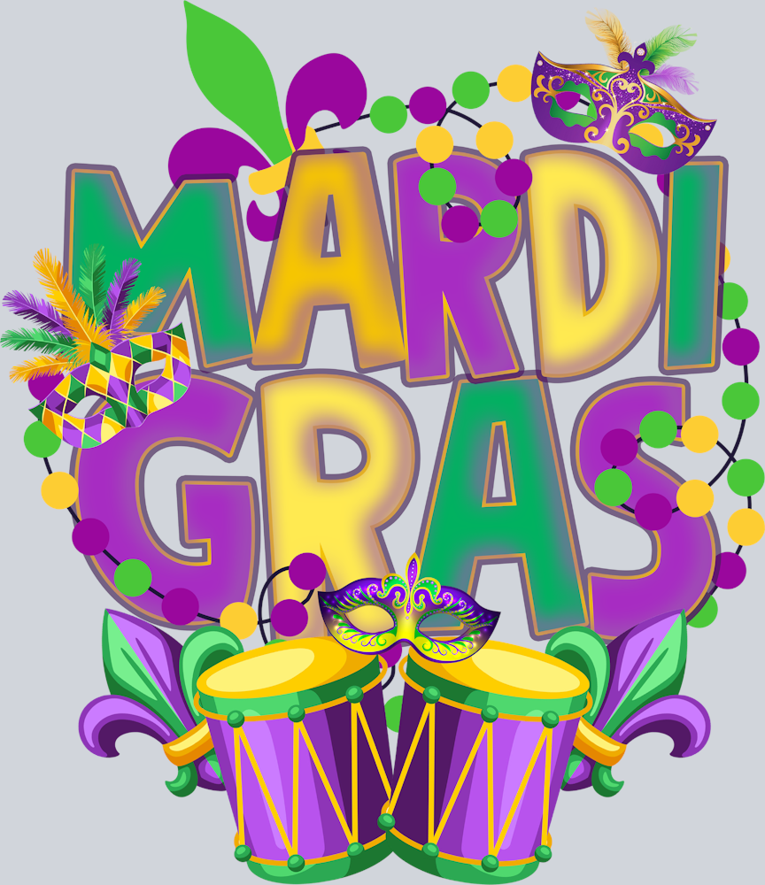 Mardi Gras Beads Drums - STK04014 (DTF Transfers)