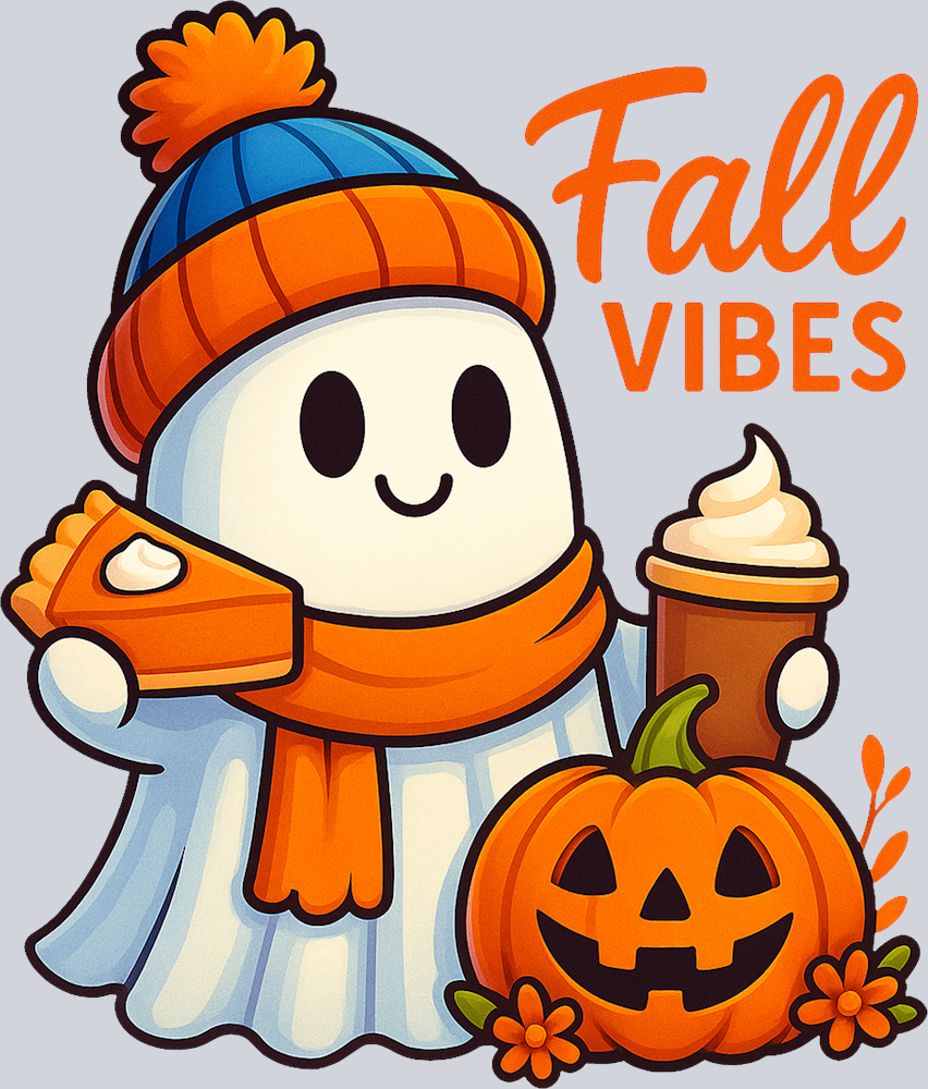 Fall Vibes LIttle Boy Ghost Pumpkin Latte - STK07381 (DTF Transfers)