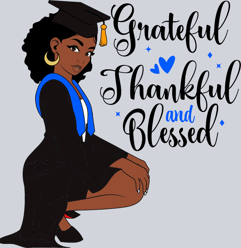 Grateful Graduation Black Woman Afro Short - STK02423 (DTF Transfers)