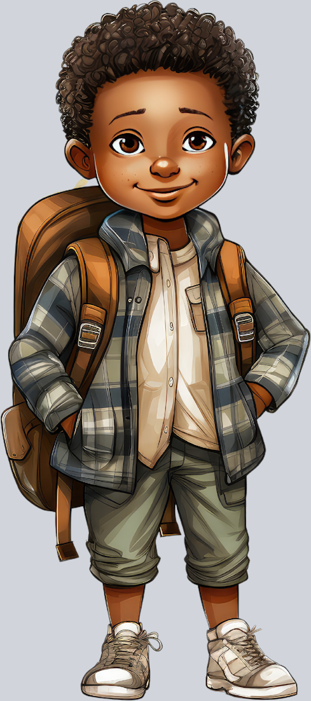 Cute Black Boy Back To School 8 - STK01528 (DTF Transfers)