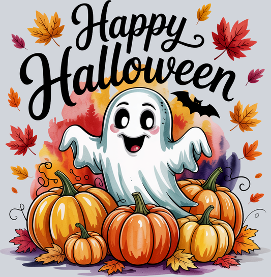 Happy Halloween ghost and pumpkins - STK07390 (DTF Transfers)