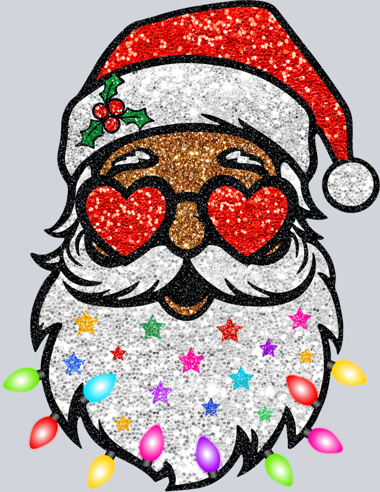 Faux Glitter Santa with Sunglasses - STK07478 (DTF Transfers)