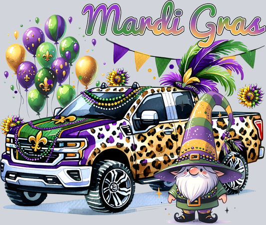 Mardi Gras Truck And Gnome - STK04107 (DTF Transfers)
