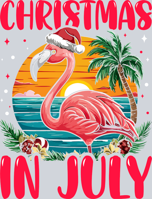 Christmas In July Flamingo 2 - STK01311 (DTF Transfers)