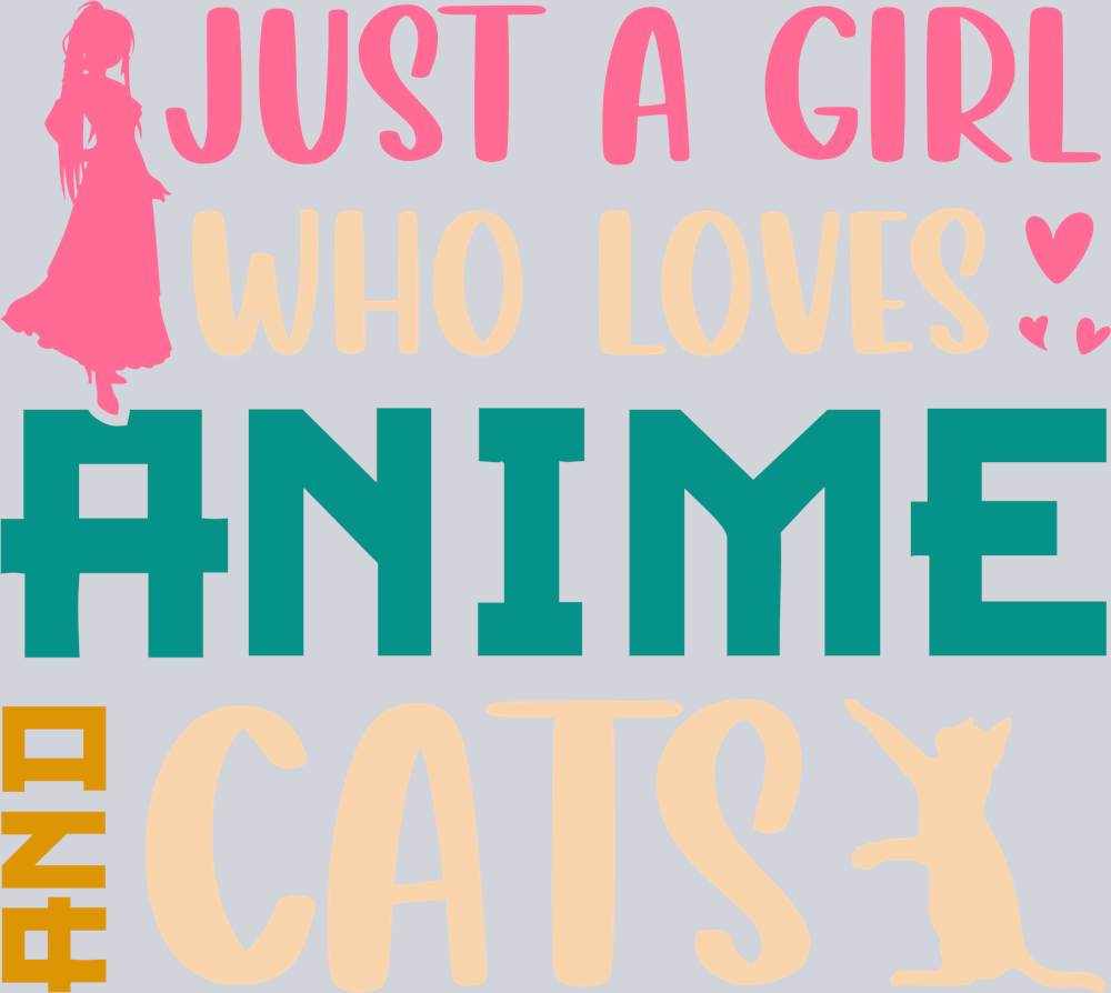 Girl Who Loves Anime Cats Color - STK02253 (DTF Transfers)