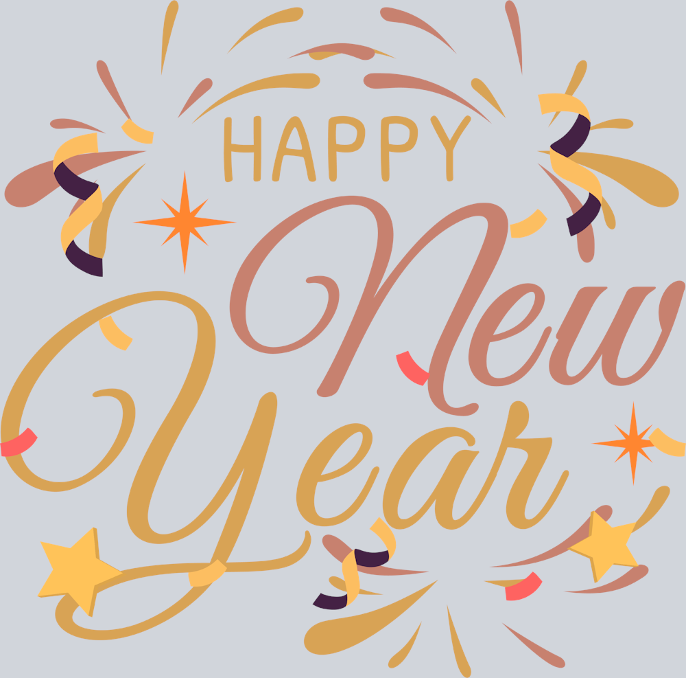 Happy New Year Gold Sparkle - STK02587 (DTF Transfers)