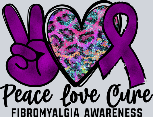 Peace Love Cure Fibromyalgia Awareness - STK06805 (DTF Transfers)