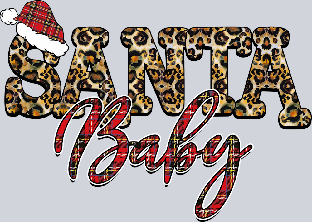 Leopard And Buffalo Santa Baby - STK03550 (DTF Transfers)