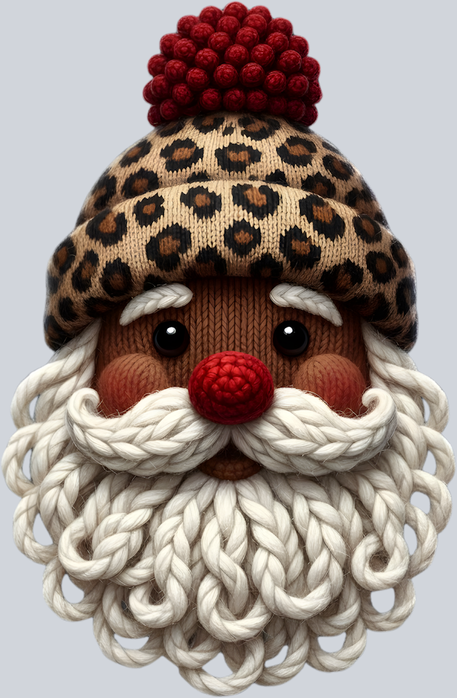 Faux Yarn Black Santa Face 1 - STK07482 (DTF Transfers)