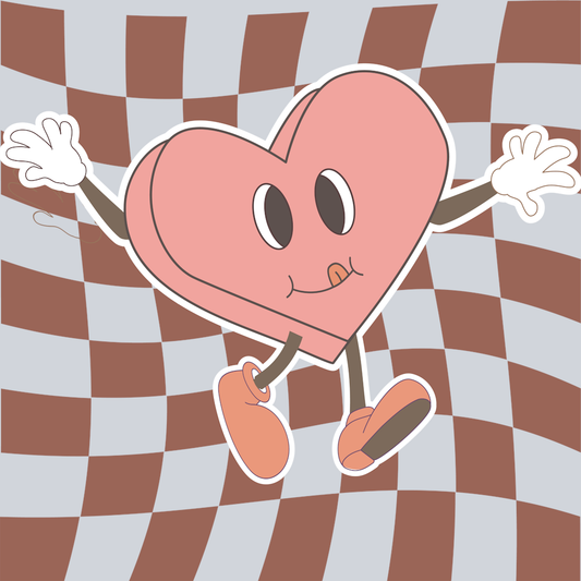 Retro Walking Heart - STK05239 (DTF Transfers)