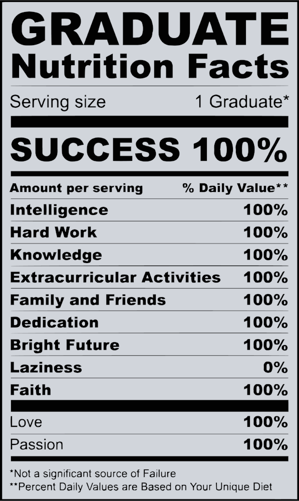 Graduate Nutrition Facts Black - STK02413 (DTF Transfers)