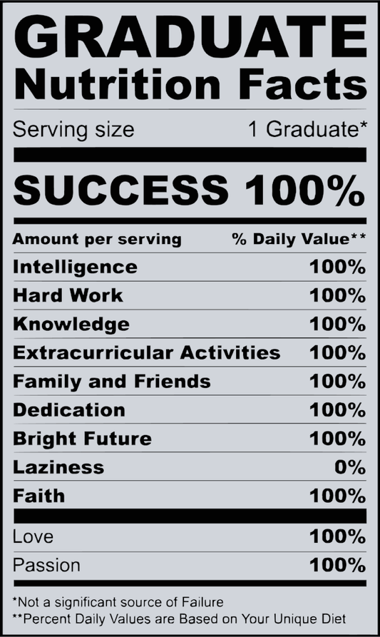 Graduate Nutrition Facts Black - STK02413 (DTF Transfers)