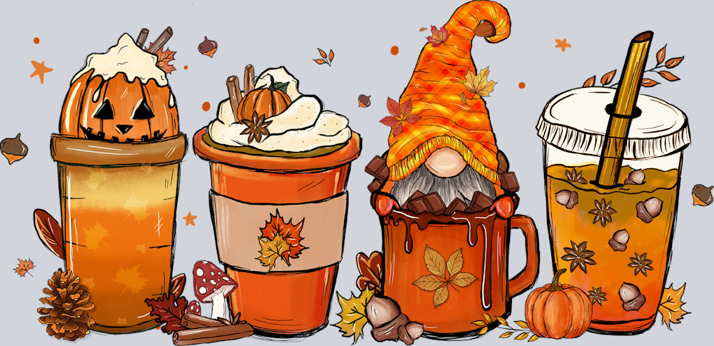 Gnome Autumn Coffee - STK07173 (DTF Transfers)
