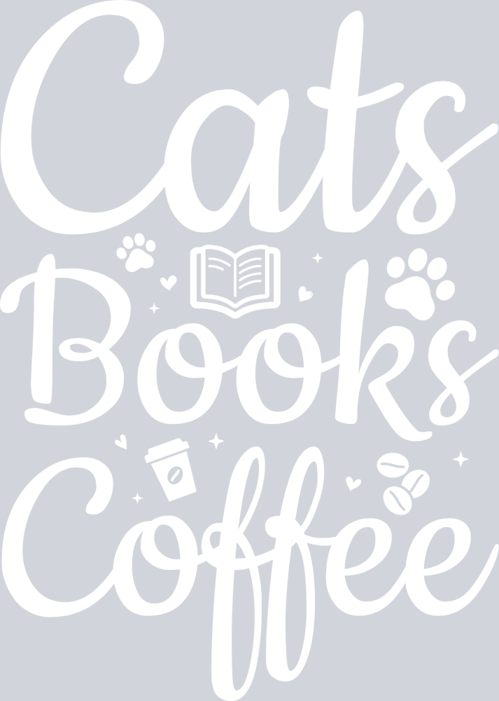 Pets Cats Books Coffee White - STK04830 (DTF Transfers)