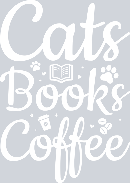 Pets Cats Books Coffee White - STK04830 (DTF Transfers)