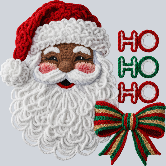 Faux Yarn HoHoHo Black Santa - STK07497 (DTF Transfers)