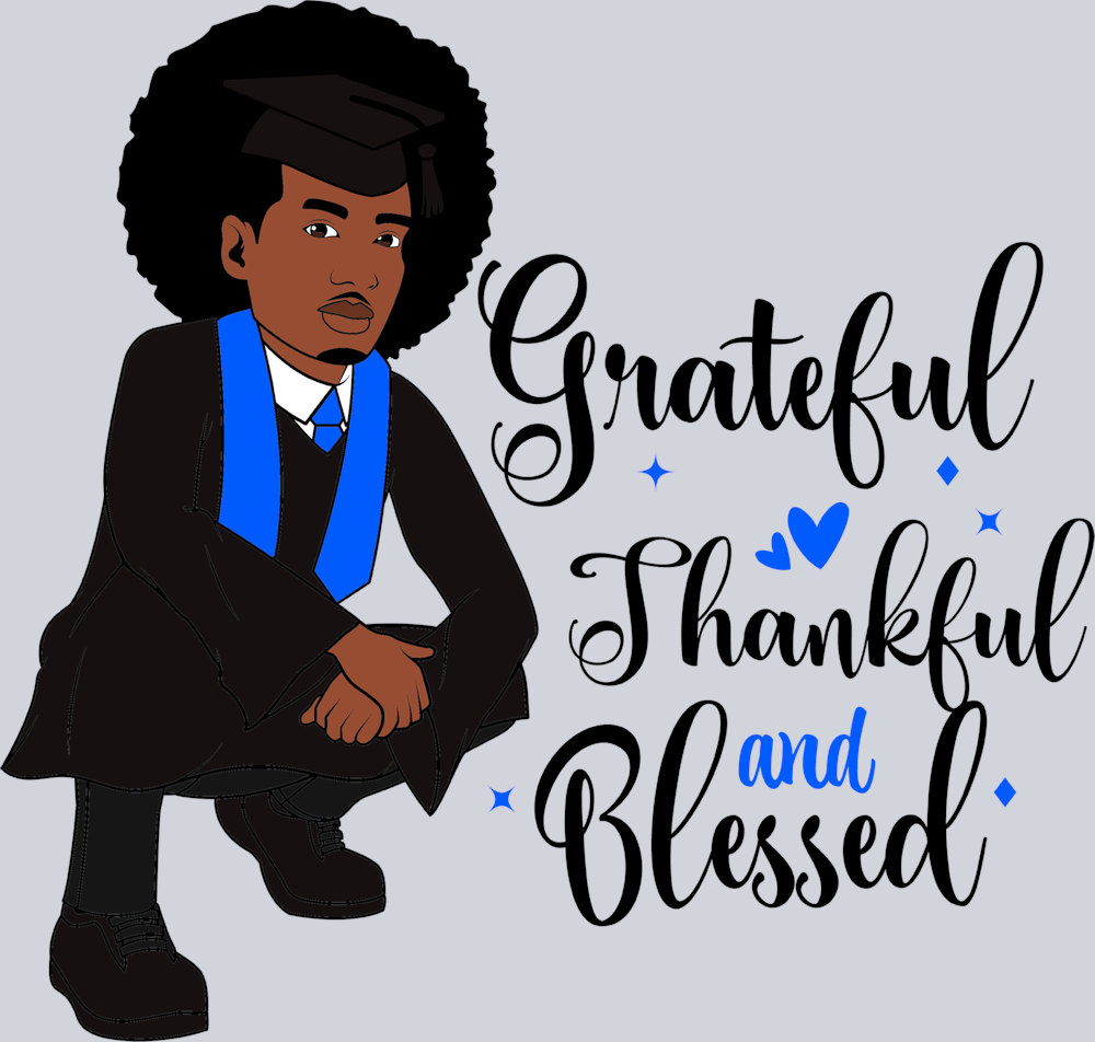 Grateful Graduation Black Man Afro - STK02420 (DTF Transfers)