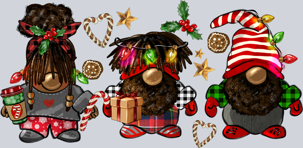 Christmas Afro Gnomes - STK01290 (DTF Transfers)