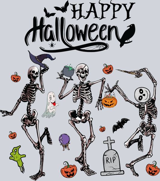 Happy Halloween Dancing Skeletons - STK02568 (DTF Transfers)