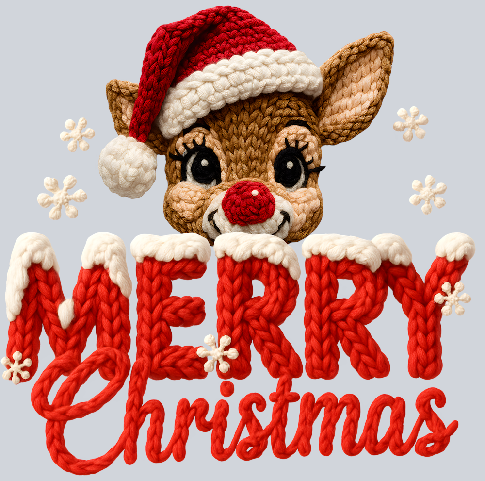 Faux Yarn Rudolph Merry Christmas - STK07508 (DTF Transfers)