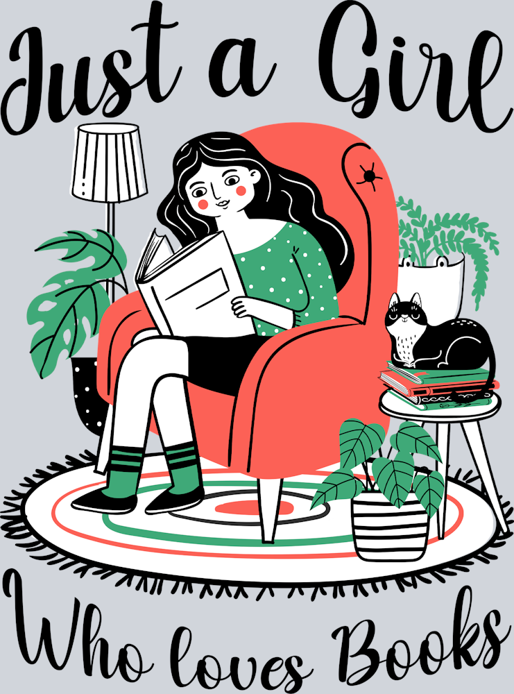 Books Girl Loves Books Big Chair - STK01046 (DTF Transfers)