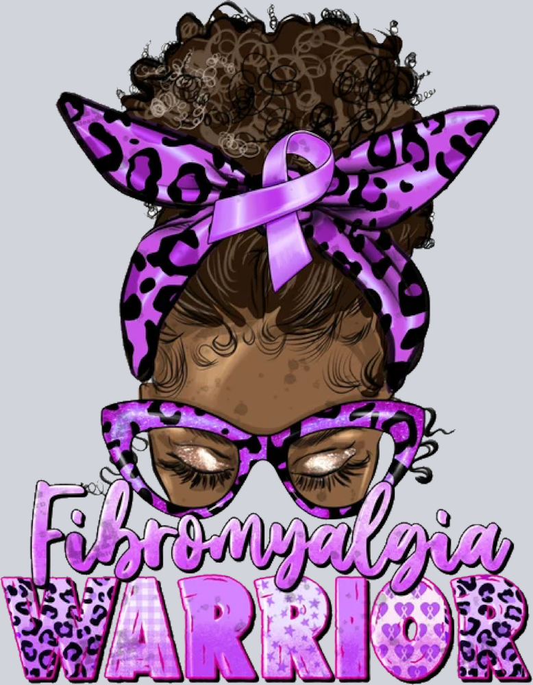 Fibromyalgia Warriror Afro Messy Bun - STK01983 (DTF Transfers)