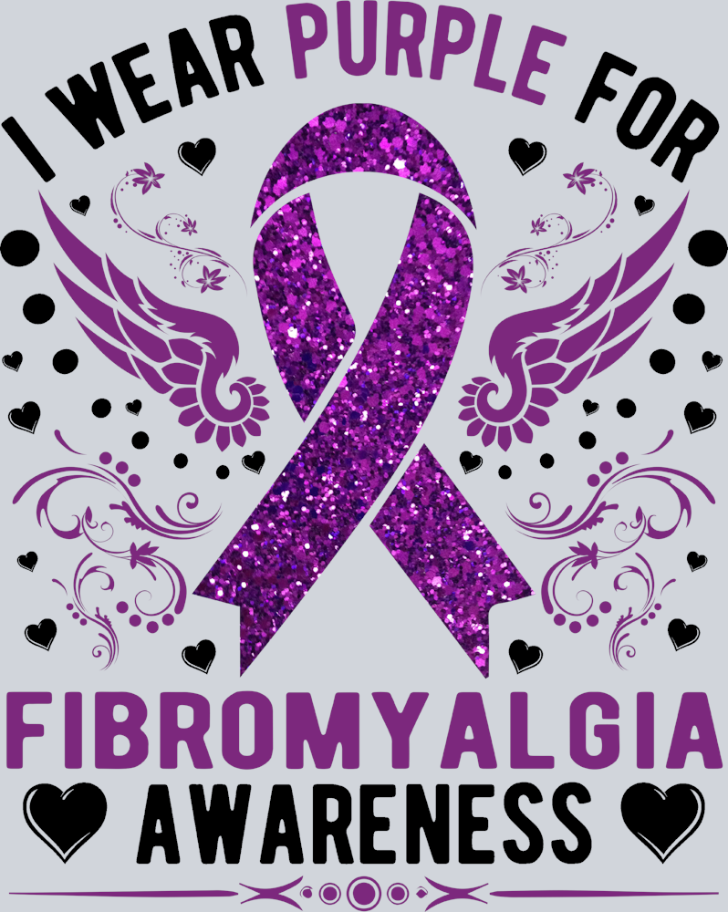We Wear Purple Fibromyalgia Glitter Black - STK06395 (DTF Transfers)