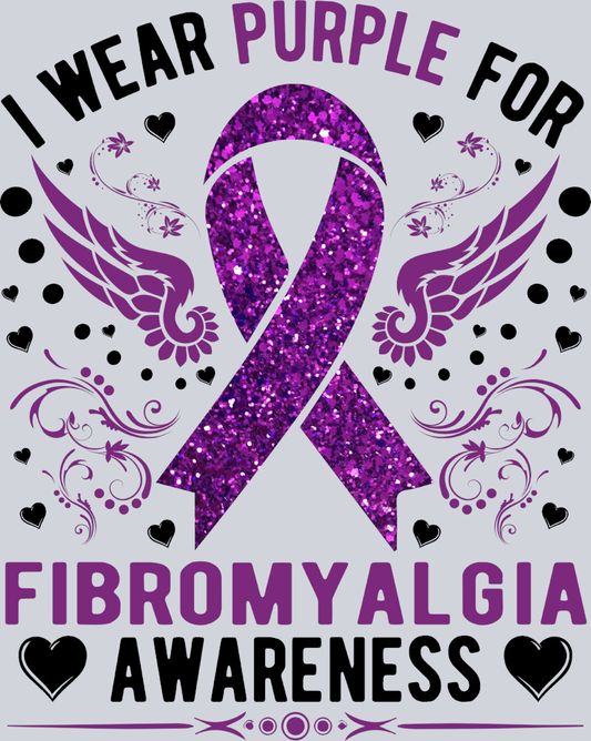 We Wear Purple Fibromyalgia Glitter Black - STK06395 (DTF Transfers)