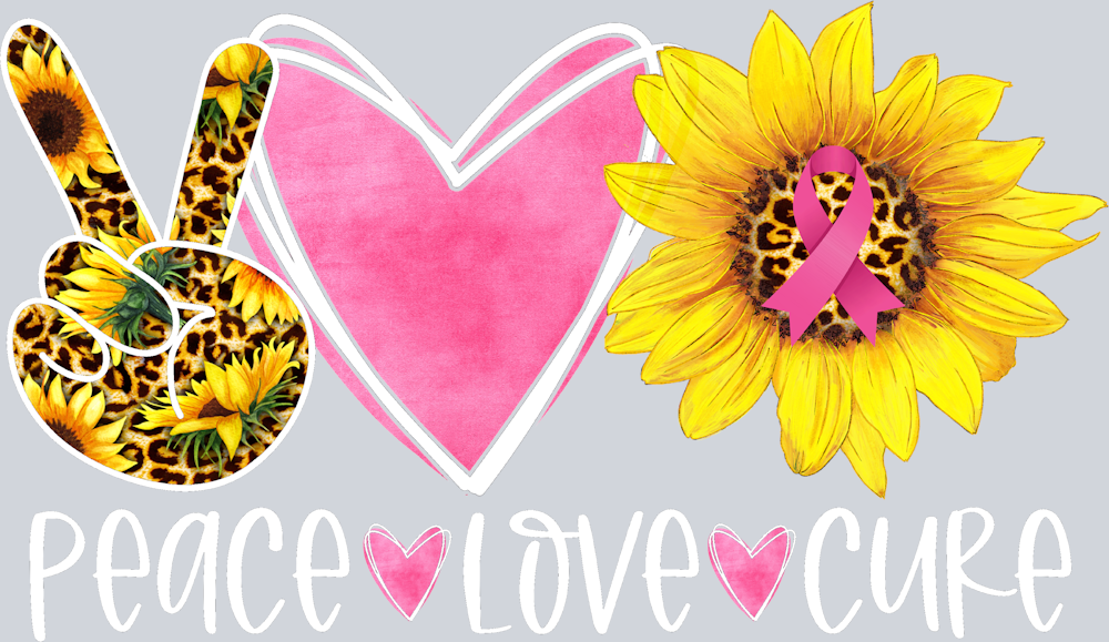 Breast Cancer Awareness Peace Love Cure 2 White - STK01148 (DTF Transfers)