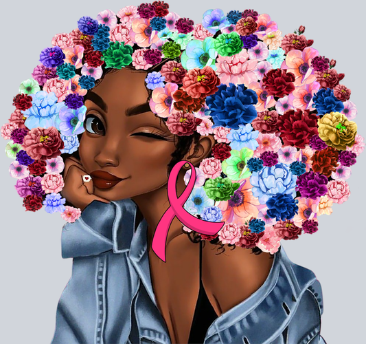 Breast Cancer Awareness Flower Afro 1 - STK01132 (DTF Transfers)