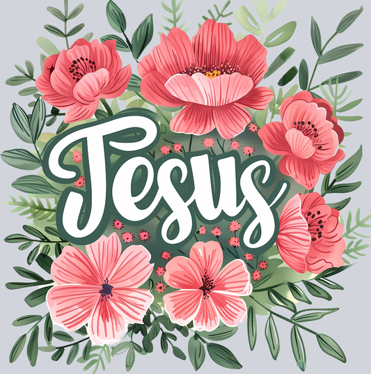 Jesus Floral - STK03316 (DTF Transfers)