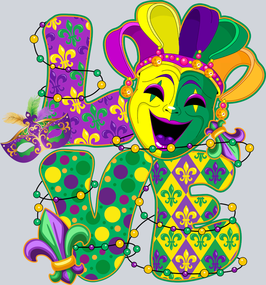 Mardi Gras Love Mask - STK04078 (DTF Transfers)